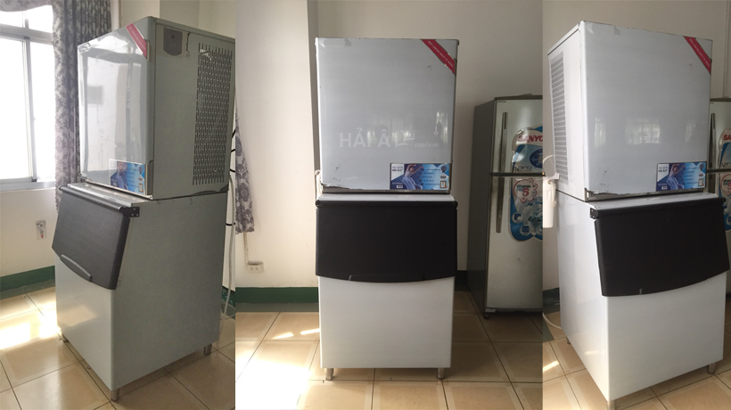 khách hàng dùng máy làm đá viên 500kg